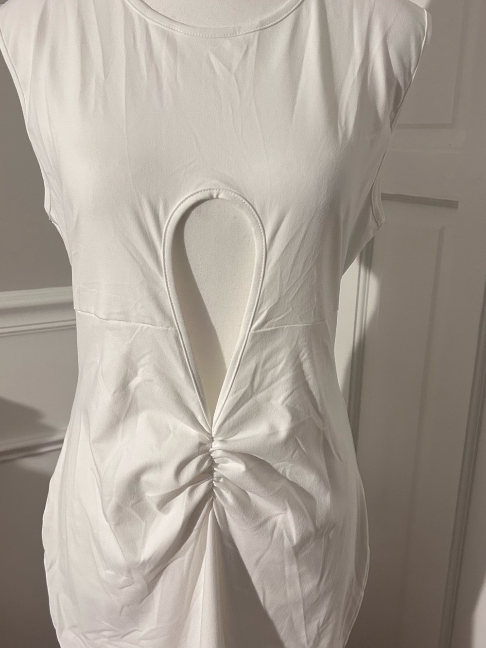 Backless White Cutout Twist Dress